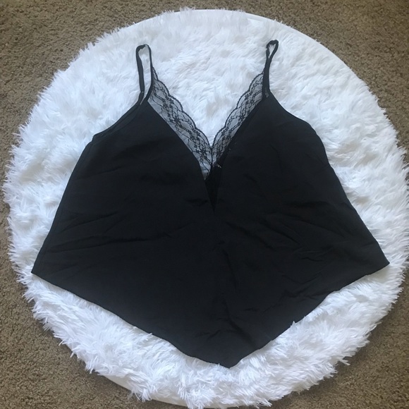 Zara TRF Collection Small Black Lace Trim Cropped Camisole - Picture 5 of 8